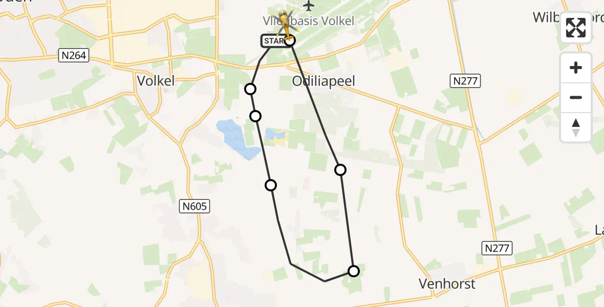 Vluchtroute Traumahelikopter Vliegbasis Volkel - Vliegbasis Volkel, 10 oktober 2024, 17:41