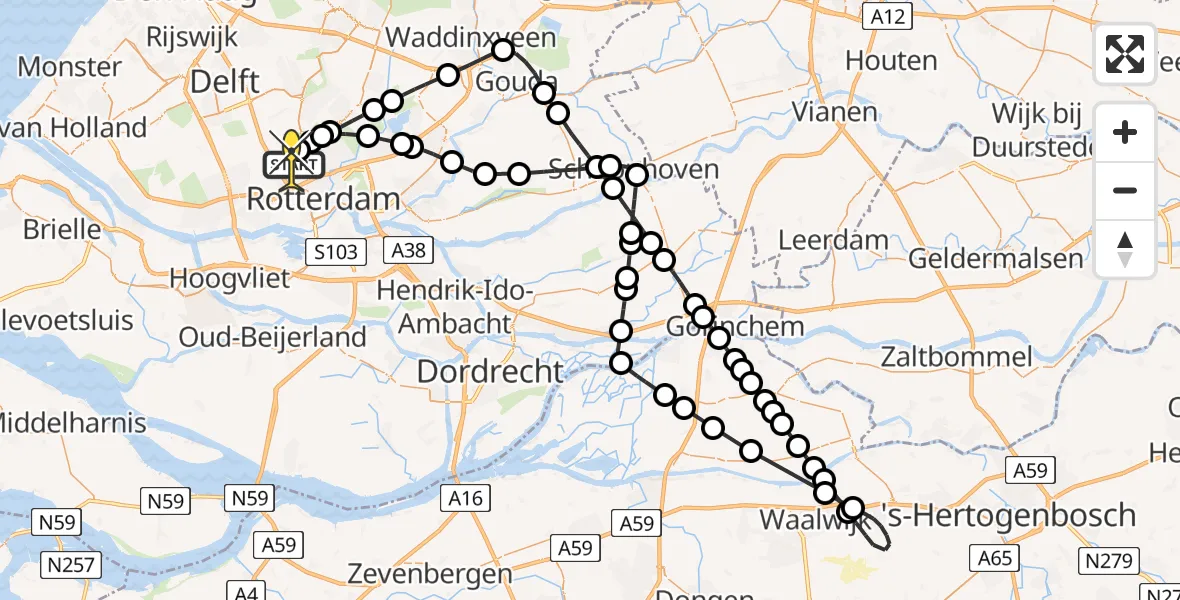 Routekaart van de vlucht: Lifeliner 2 naar Rotterdam The Hague Airport, Doenkadepad