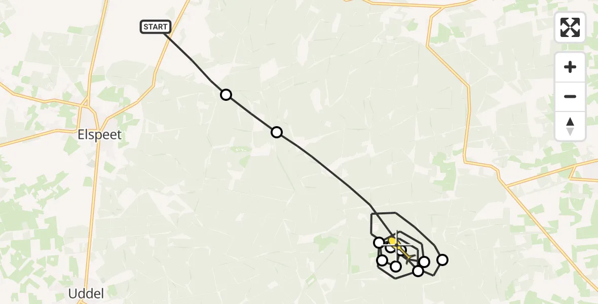 Routekaart van de vlucht: Politiehelikopter naar Vaassen, Flesjesberg