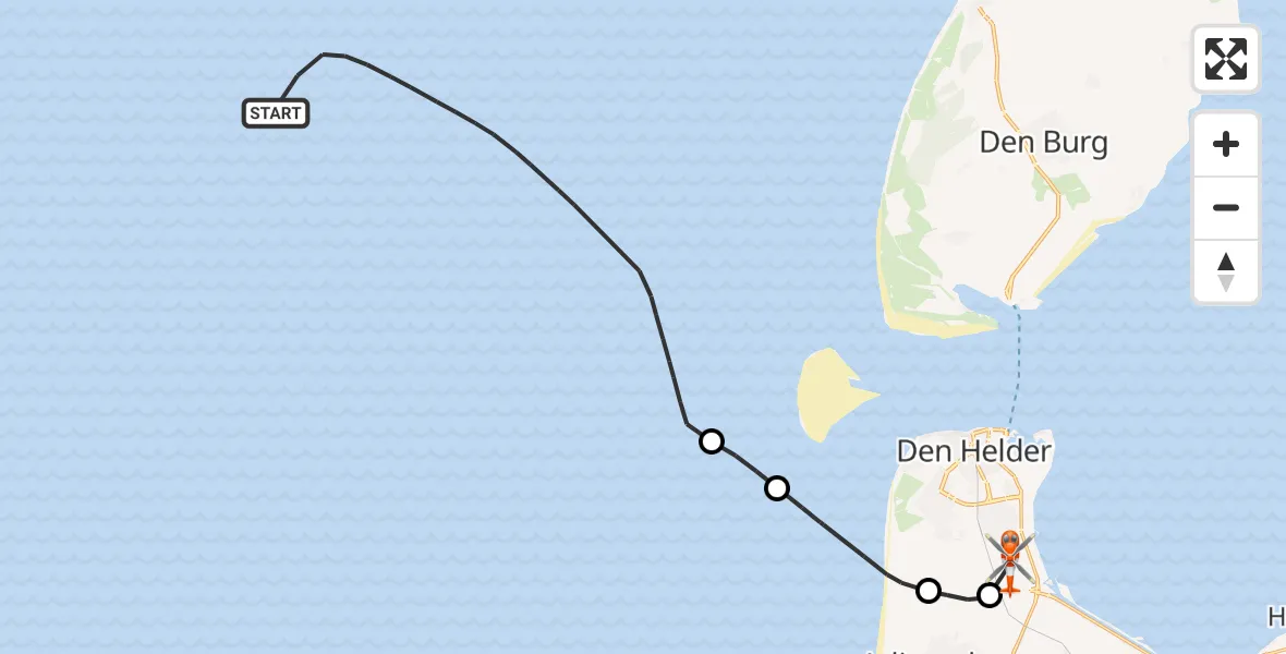 Vluchtroute Kustwachthelikopter  - Vliegveld De Kooy, 10 oktober 2024, 18:58