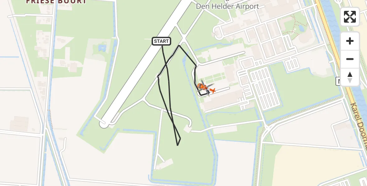 Vluchtroute Kustwachthelikopter Vliegveld De Kooy - Vliegveld De Kooy, 10 oktober 2024, 19:12