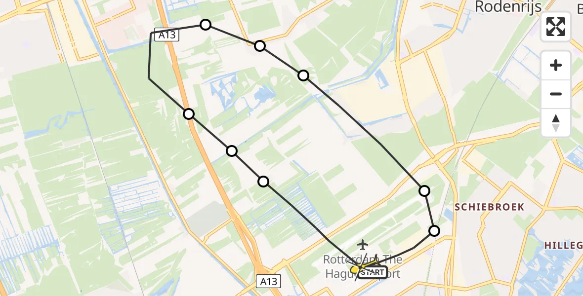 Routekaart van de vlucht: Lifeliner 2 naar Rotterdam The Hague Airport, Dubbeldankpad