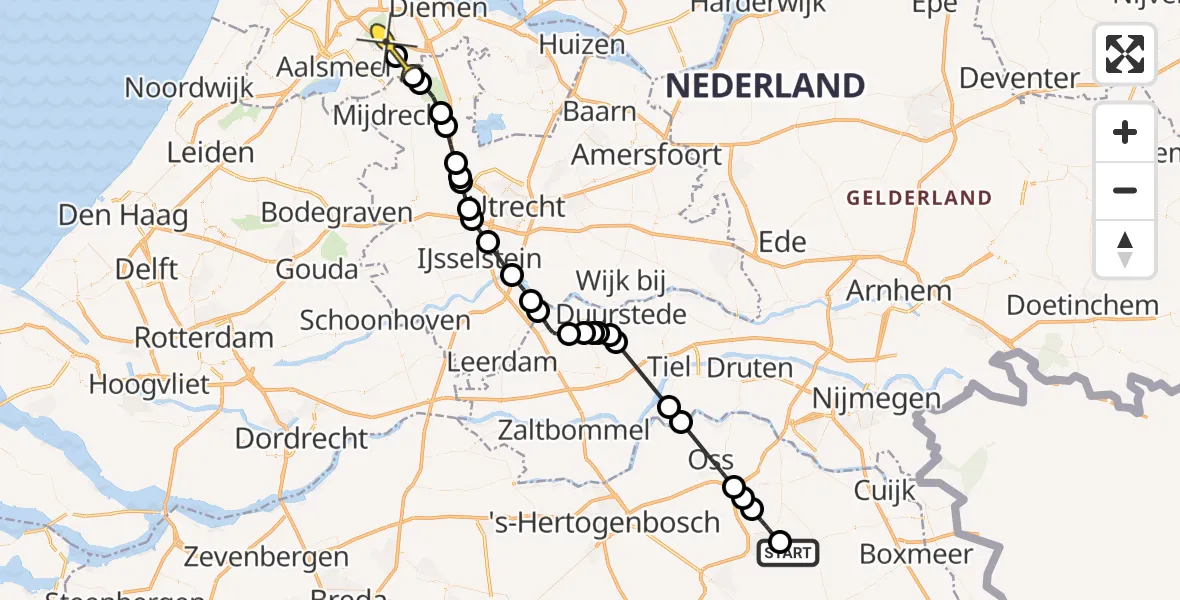 Routekaart van de vlucht: Politieheli naar Amstelveen, Osseweg