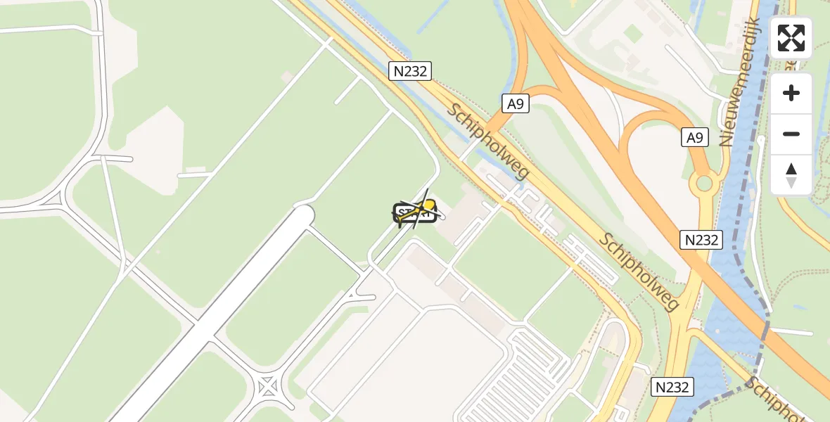 Vluchtroute Politiehelikopter van Schiphol naar Schiphol