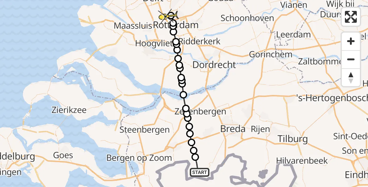 Routekaart van de vlucht: Lifeliner 2 naar Rotterdam The Hague Airport, Kloothoefstraat