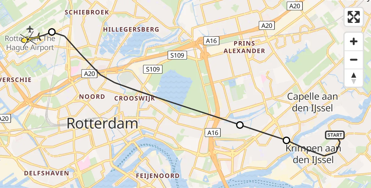 Routekaart van de vlucht: Lifeliner 2 naar Rotterdam The Hague Airport, Leeuwerikstraat