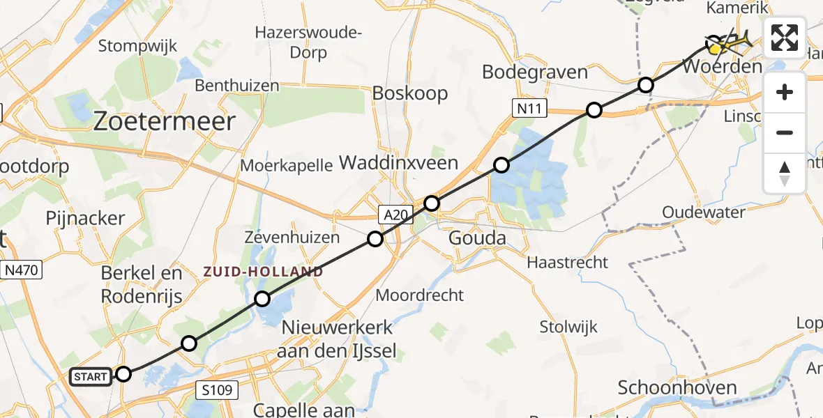 Routekaart van de vlucht: Lifeliner 2 naar Woerden, Ada Lovelacestraat