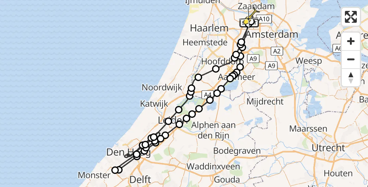 Routekaart van de vlucht: Lifeliner 1 naar Amsterdam Heliport, Sierenborch