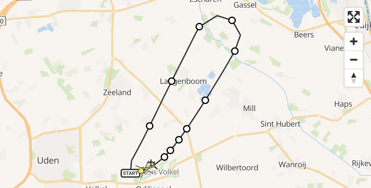 Routekaart van de vlucht: Lifeliner 3 naar Vliegbasis Volkel, Houtvennen