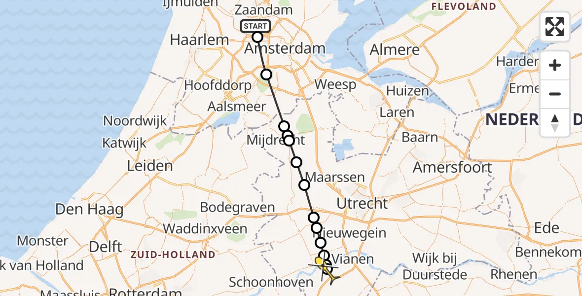 Routekaart van de vlucht: Lifeliner 1 naar Lexmond, Maltaweg