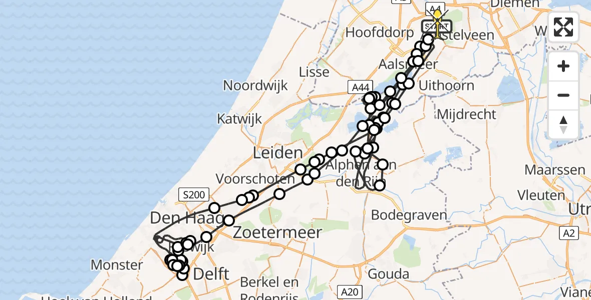 Routekaart van de vlucht: Politieheli naar Schiphol, Ten Pol