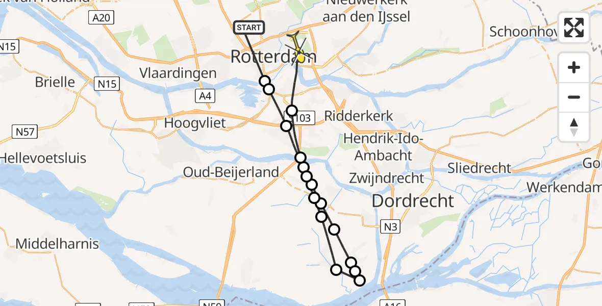 Routekaart van de vlucht: Lifeliner 2 naar Rotterdam, Müllerhoofd