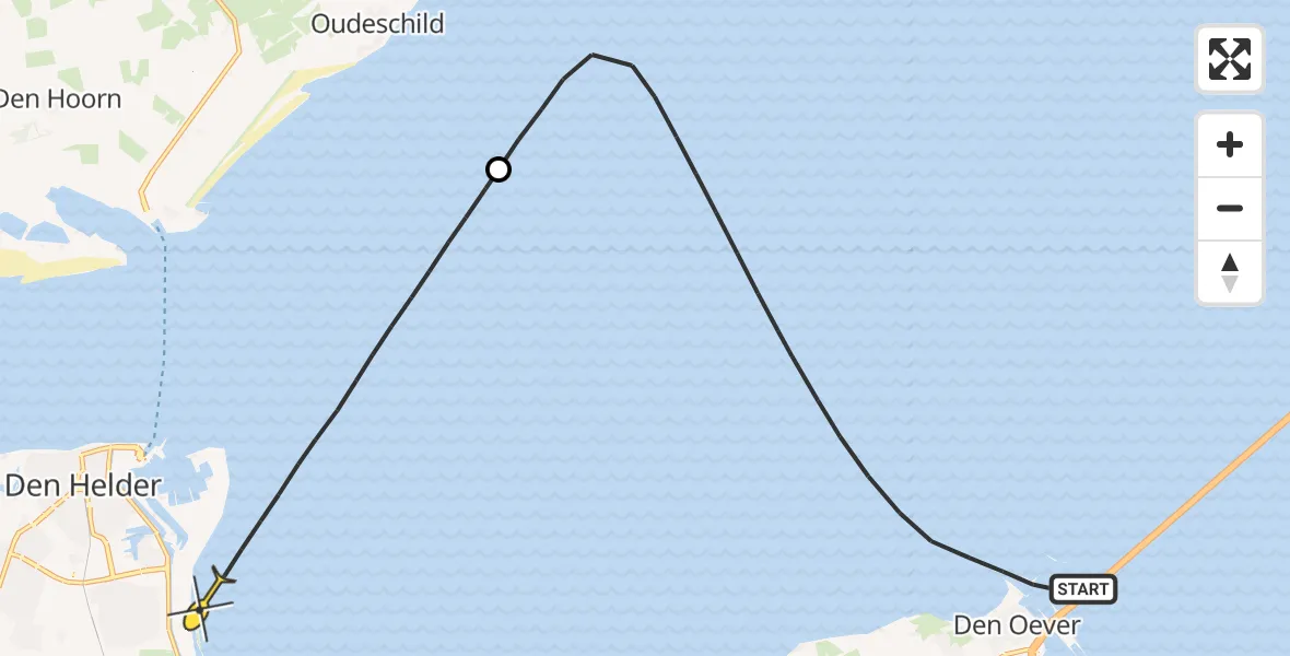 Routekaart van de vlucht: Kustwachthelikopter naar Den Helder, Havenkade