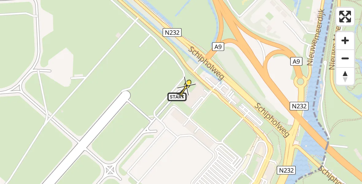 Vluchtroute Politiehelikopter van Schiphol naar Schiphol