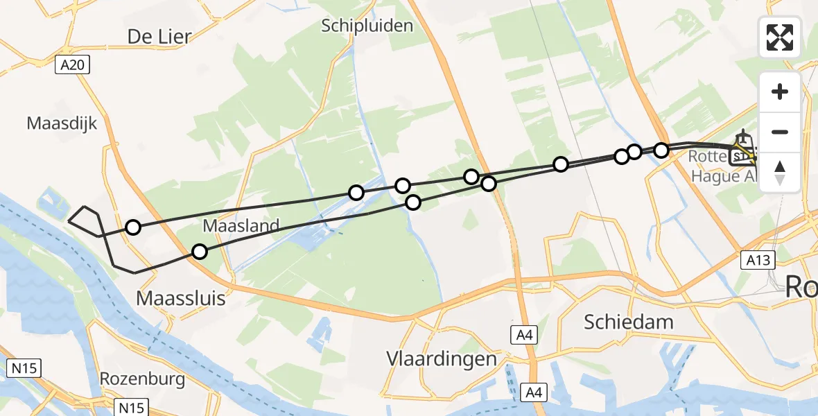 Routekaart van de vlucht: Lifeliner 2 naar Rotterdam The Hague Airport, Schieveensedijk