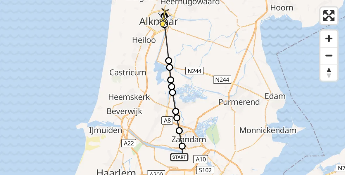 Routekaart van de vlucht: Lifeliner 1 naar Alkmaar, Lipariweg