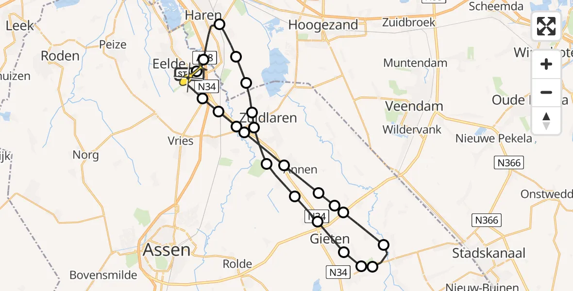 Routekaart van de vlucht: Lifeliner 4 naar Groningen Airport Eelde, Vissersweg