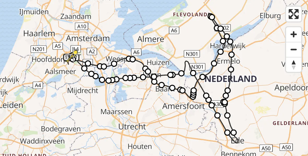 Routekaart van de vlucht: Politieheli naar Schiphol, Piet Guilonardweg