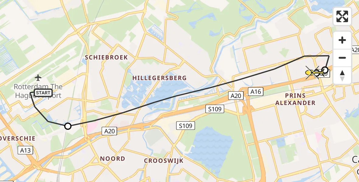 Routekaart van de vlucht: Lifeliner 2 naar Rotterdam, Terletpad