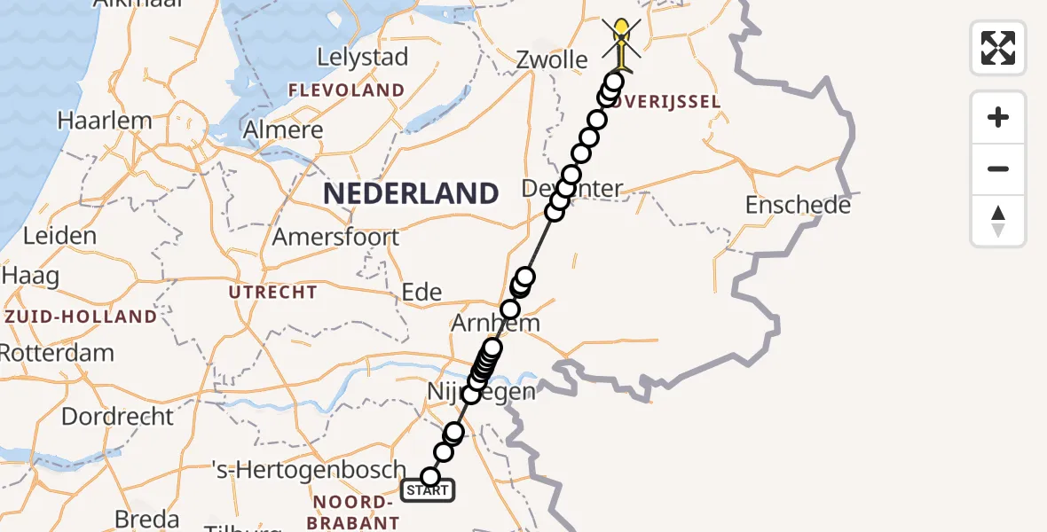 Routekaart van de vlucht: Lifeliner 3 naar Dalfsen, Zeelandsedijk