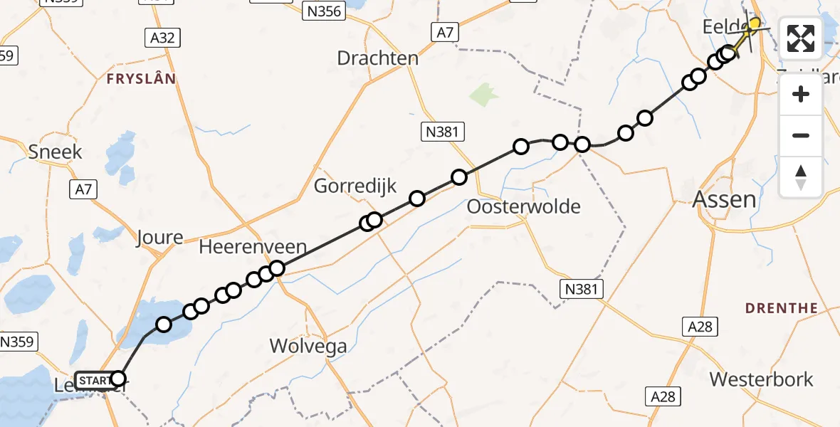 Routekaart van de vlucht: Lifeliner 4 naar Groningen Airport Eelde, Kof