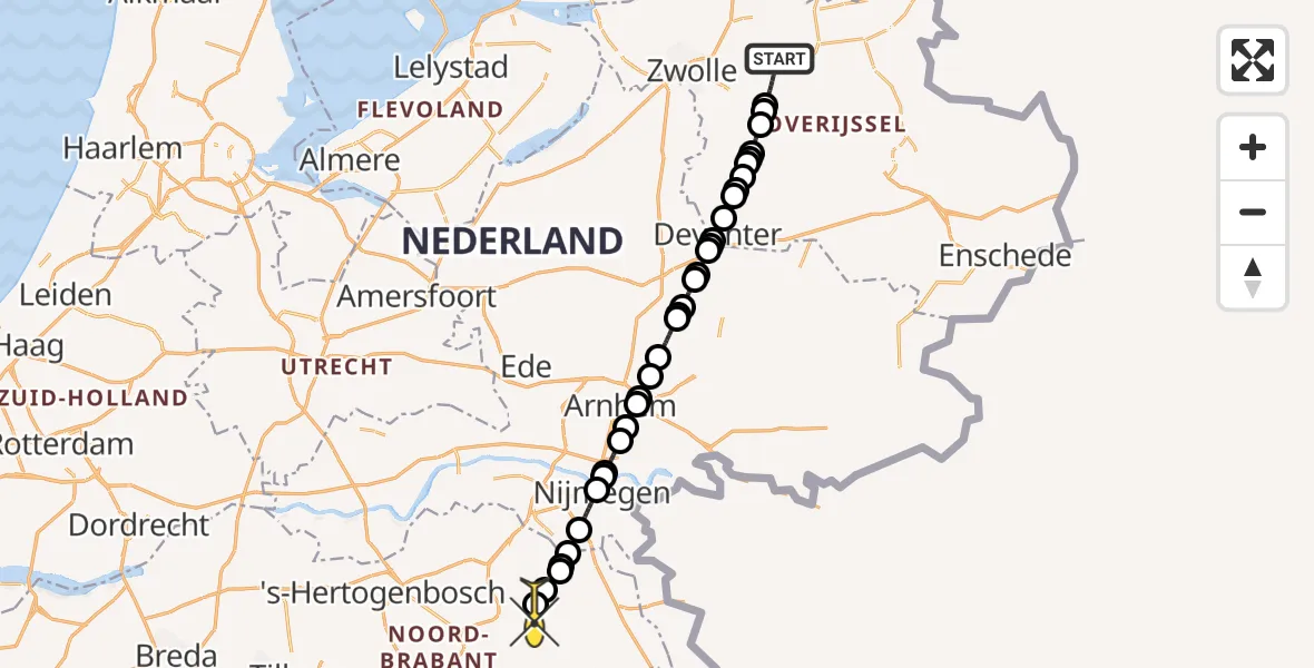 Routekaart van de vlucht: Lifeliner 3 naar Vliegbasis Volkel, Schiphorst