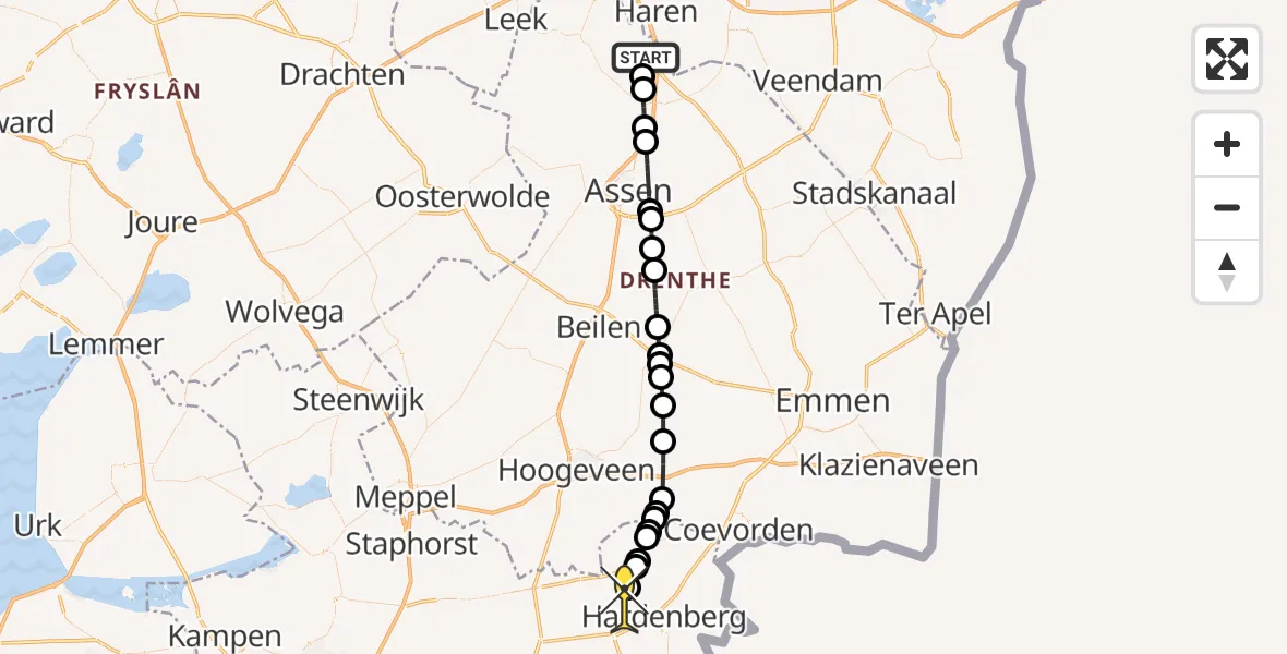 Routekaart van de vlucht: Lifeliner 4 naar Heemserveen, Vissersweg