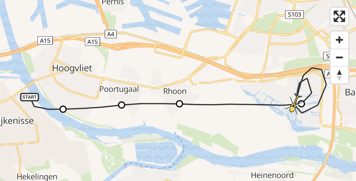 Routekaart van de vlucht: Lifeliner 2 naar Barendrecht, Vossendijk