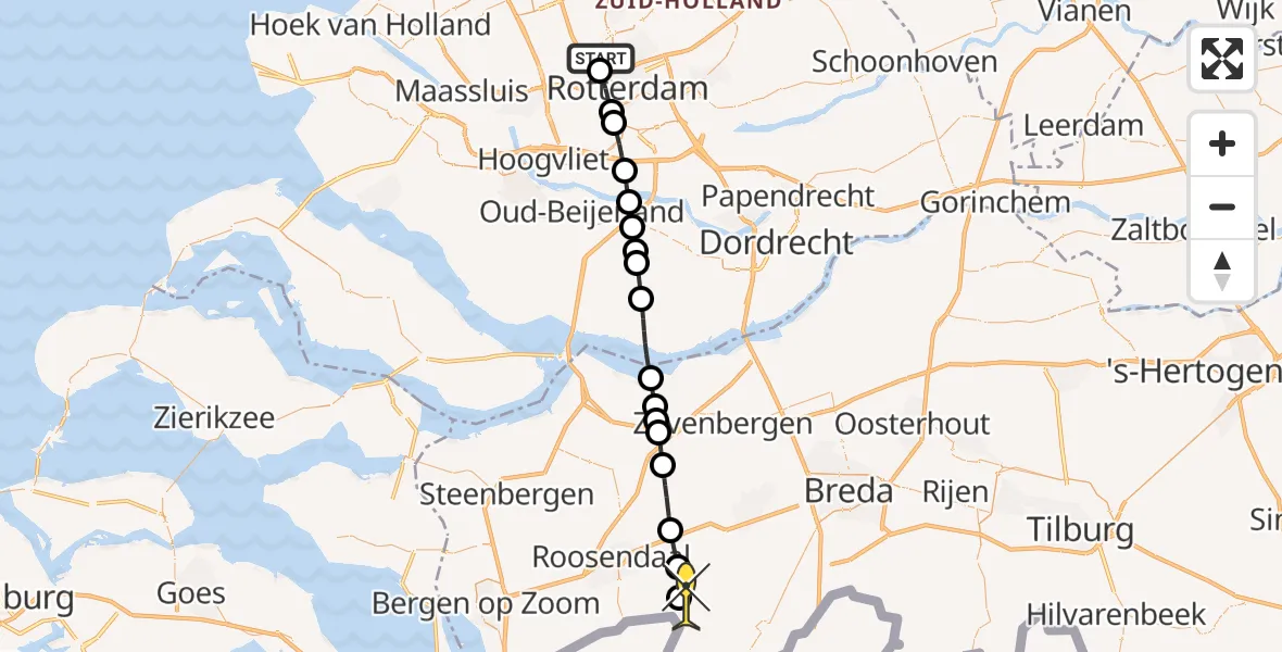 Routekaart van de vlucht: Lifeliner 2 naar Schijf, Oudedijkse Schiekade