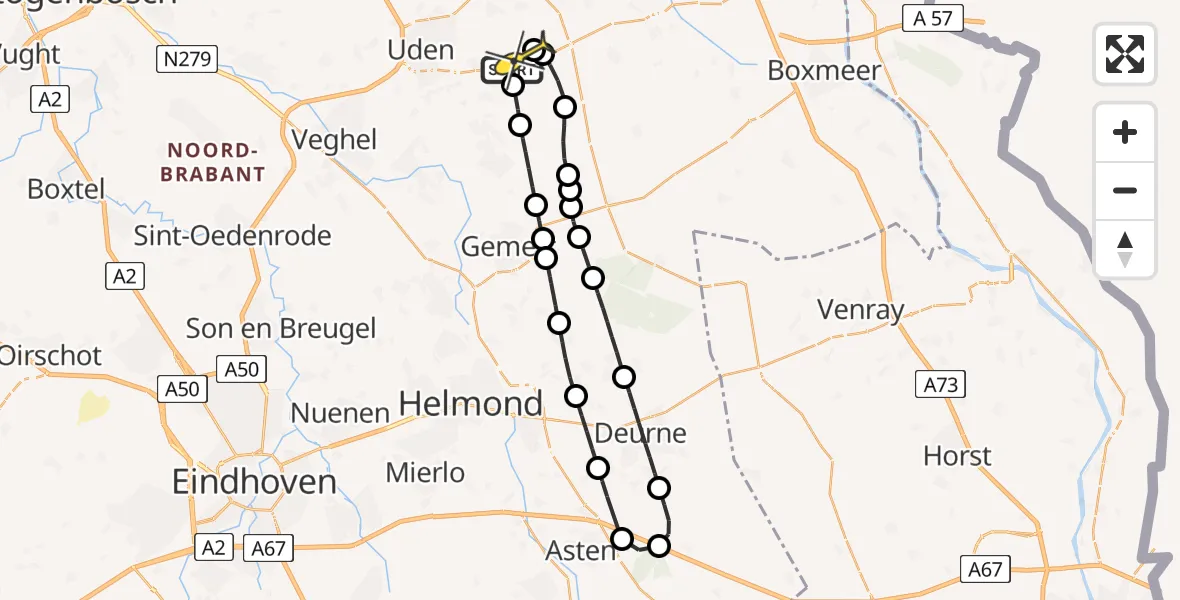 Routekaart van de vlucht: Lifeliner 3 naar Vliegbasis Volkel, Vogelstraat