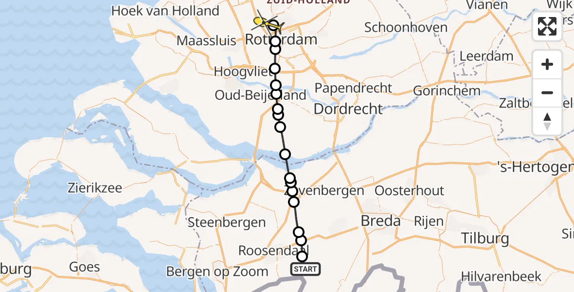 Routekaart van de vlucht: Lifeliner 2 naar Rotterdam The Hague Airport, Kromme Elleboog