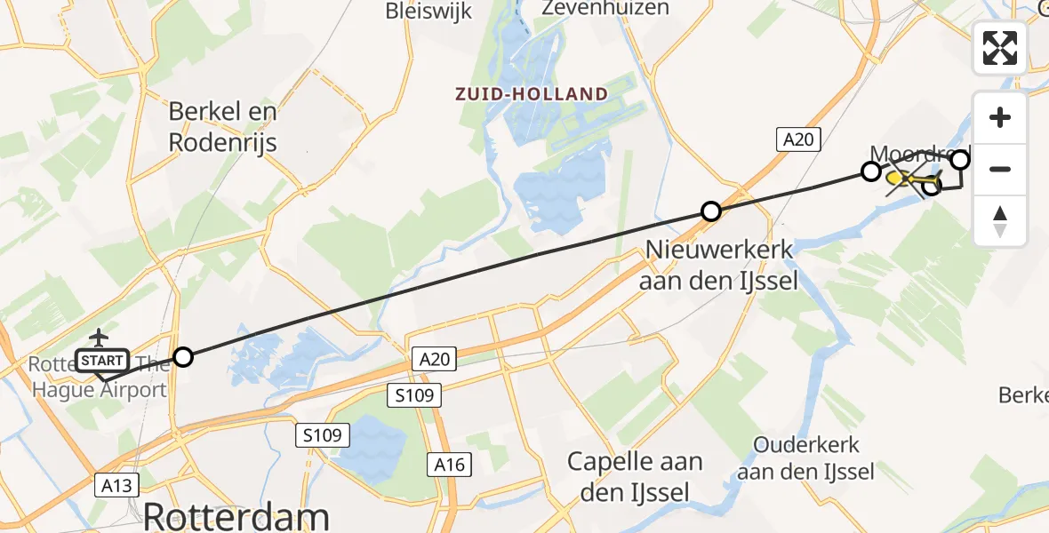 Routekaart van de vlucht: Lifeliner 2 naar Moordrecht, Brandenburgbaan