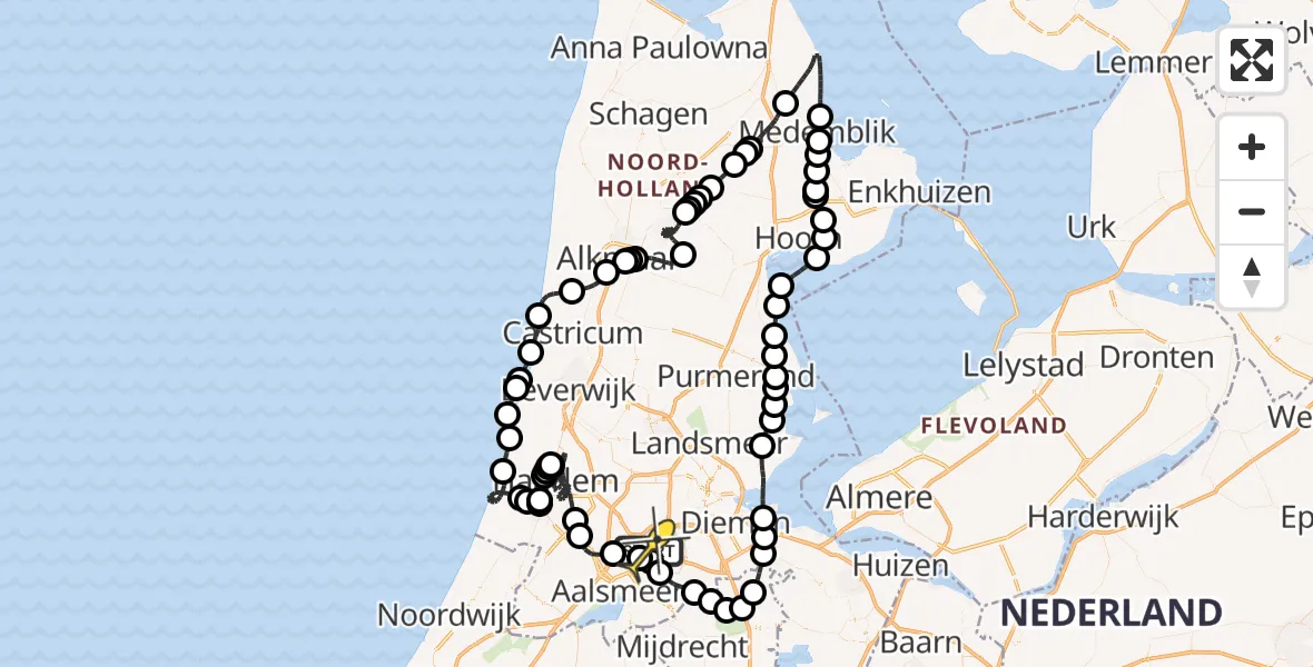 Routekaart van de vlucht: Politieheli naar Schiphol, Thermiekstraat