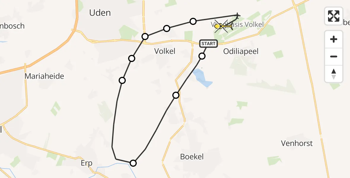 Routekaart van de vlucht: Lifeliner 3 naar Vliegbasis Volkel, Oosterheidestraat