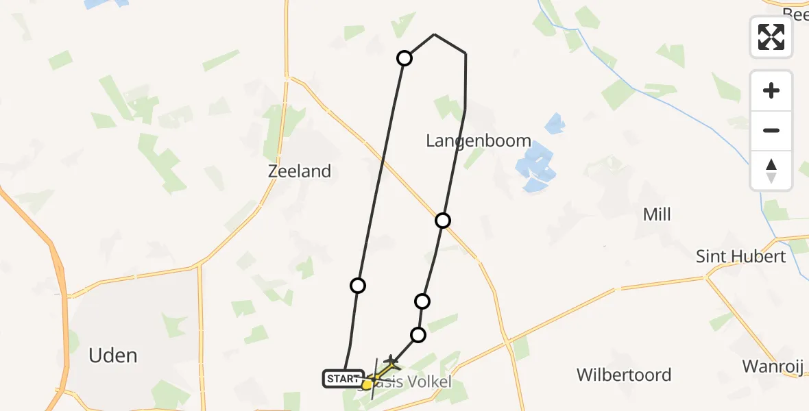 Routekaart van de vlucht: Lifeliner 3 naar Vliegbasis Volkel, Houtvennen