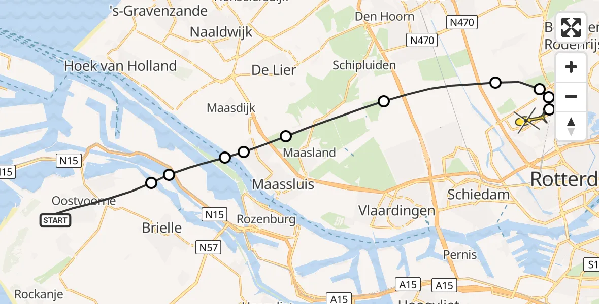 Routekaart van de vlucht: Lifeliner 2 naar Rotterdam The Hague Airport, Patrijzenlaan