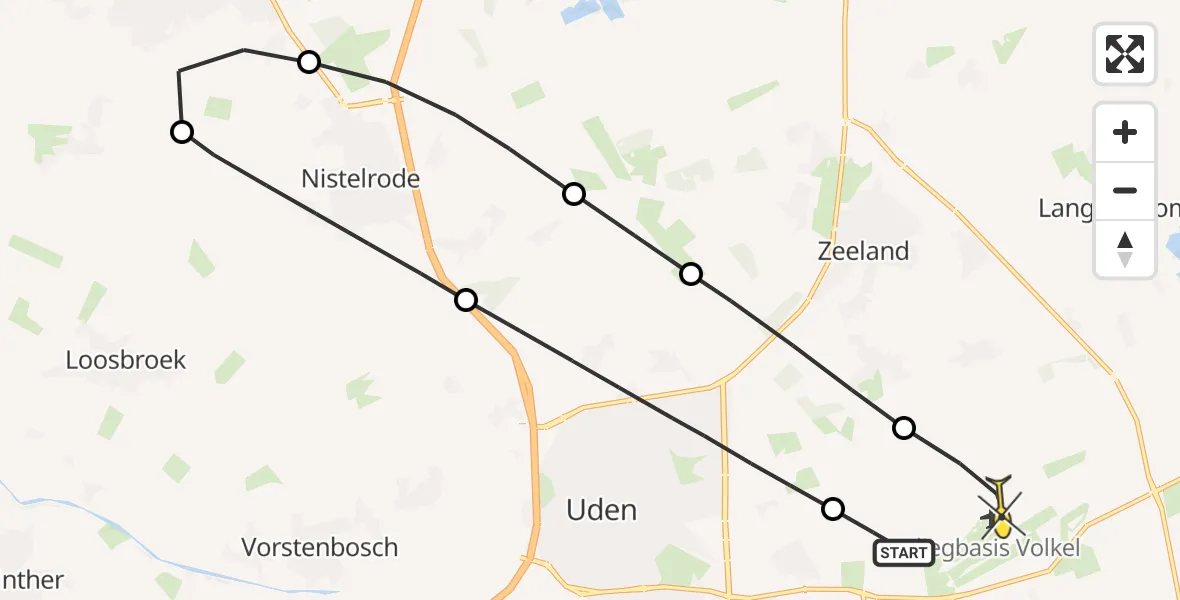 Routekaart van de vlucht: Lifeliner 3 naar Vliegbasis Volkel, Osseweg