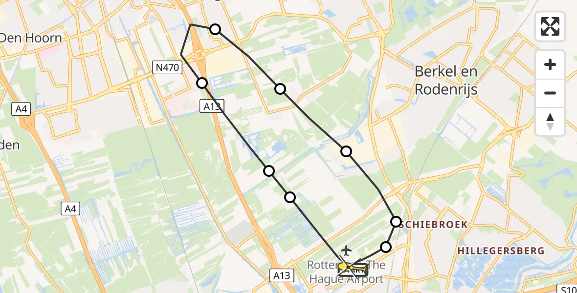 Routekaart van de vlucht: Lifeliner 2 naar Rotterdam The Hague Airport, Zaaierstraat