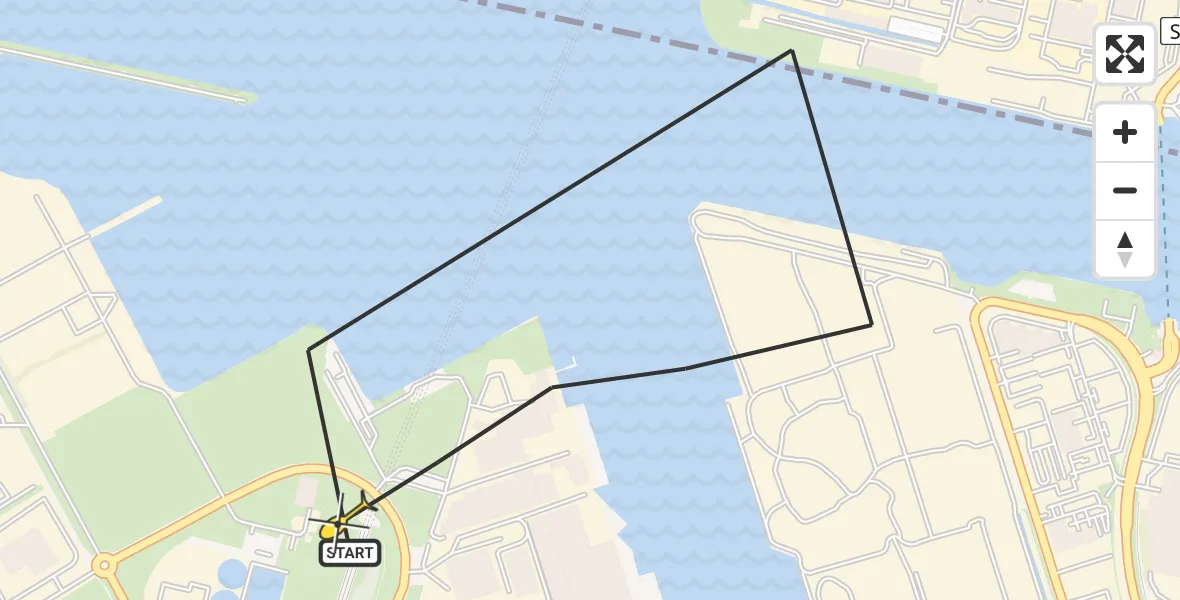 Routekaart van de vlucht: Lifeliner 1 naar Amsterdam Heliport, Belangenvereniging tuinders Zaanderhorn