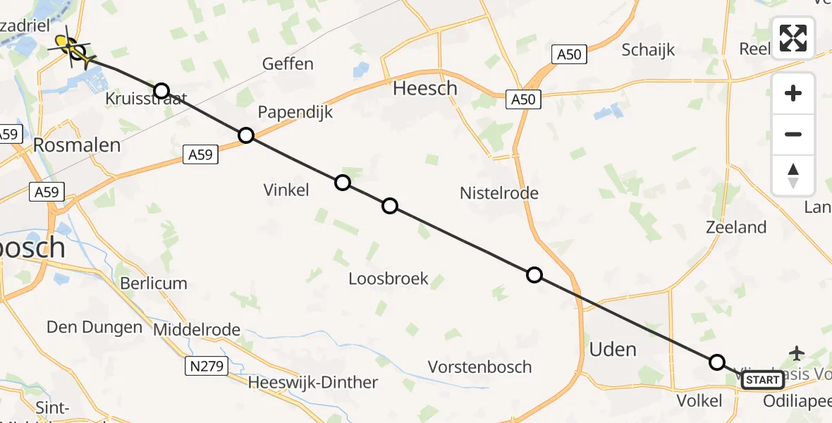 Routekaart van de vlucht: Lifeliner 3 naar 's-Hertogenbosch, Venstraat