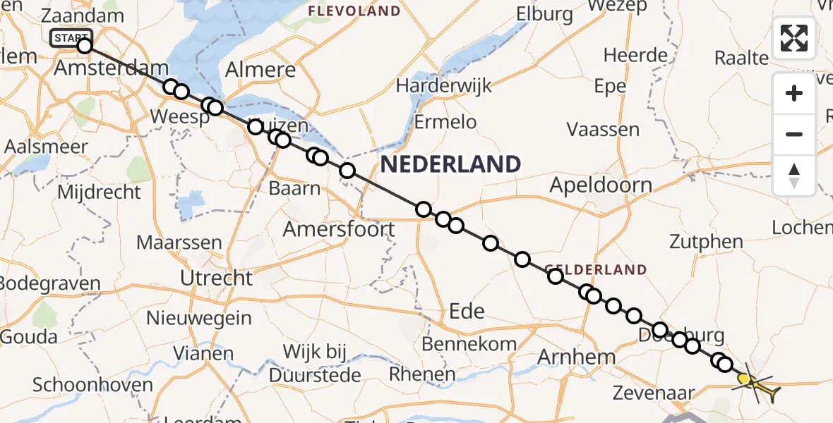 Routekaart van de vlucht: Lifeliner 1 naar Doetinchem, Maltaweg