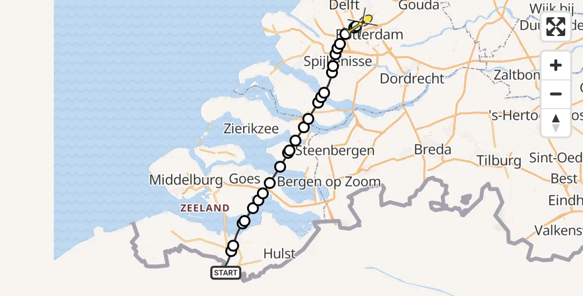 Routekaart van de vlucht: Lifeliner 2 naar Rotterdam The Hague Airport, Valckeweg