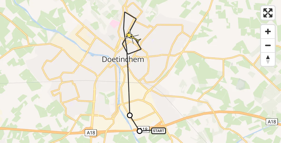 Routekaart van de vlucht: Lifeliner 1 naar Doetinchem, Havenstraat