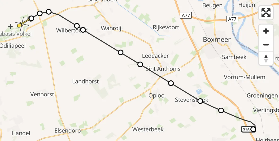 Routekaart van de vlucht: Lifeliner 3 naar Volkel, Overloonseweg