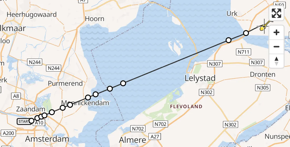 Routekaart van de vlucht: Lifeliner 1 naar Nagele, Kajuitpad