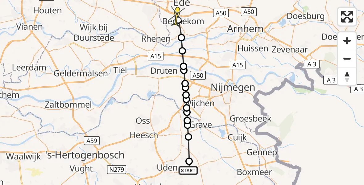 Routekaart van de vlucht: Lifeliner 3 naar Bennekom, Houtvennen