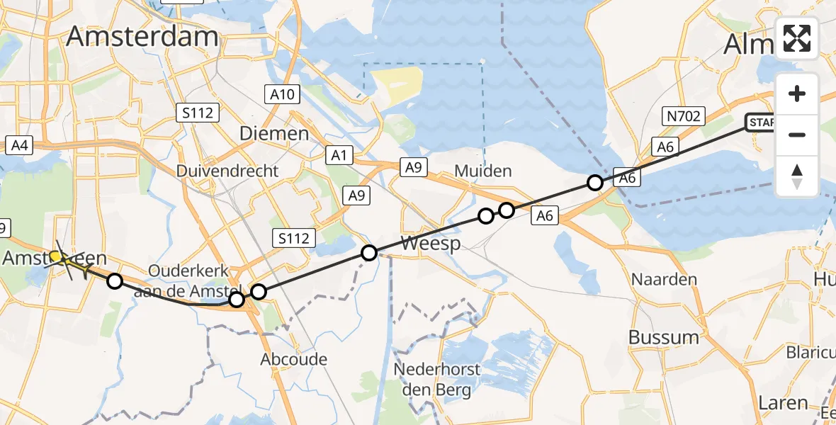 Routekaart van de vlucht: Politieheli naar Amstelveen, Mesurierpad