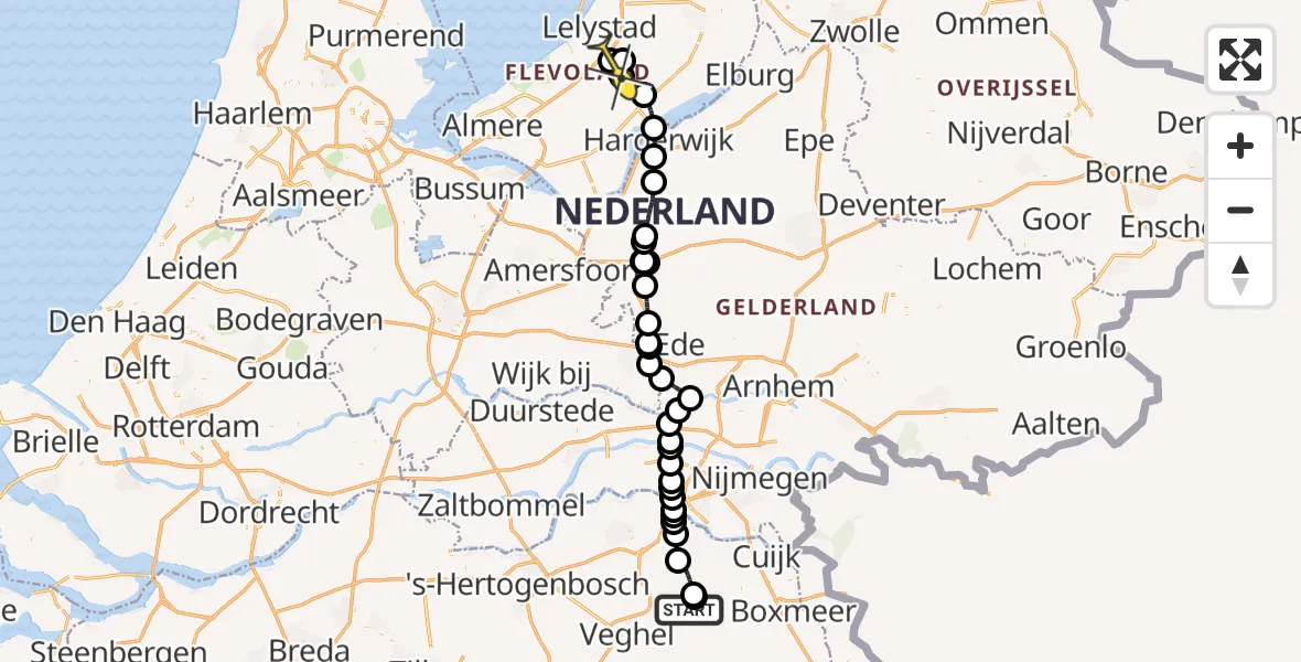 Routekaart van de vlucht: Lifeliner 3 naar Lelystad Airport, Zeelandsedijk