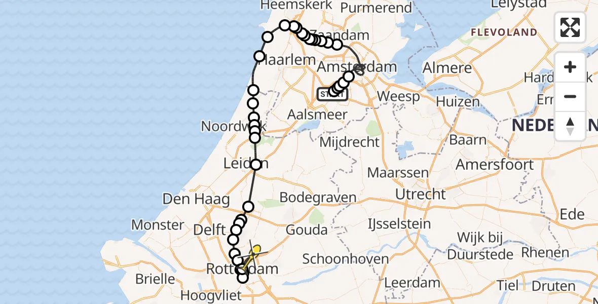 Routekaart van de vlucht: Politieheli naar Rotterdam, Bosbaanweg