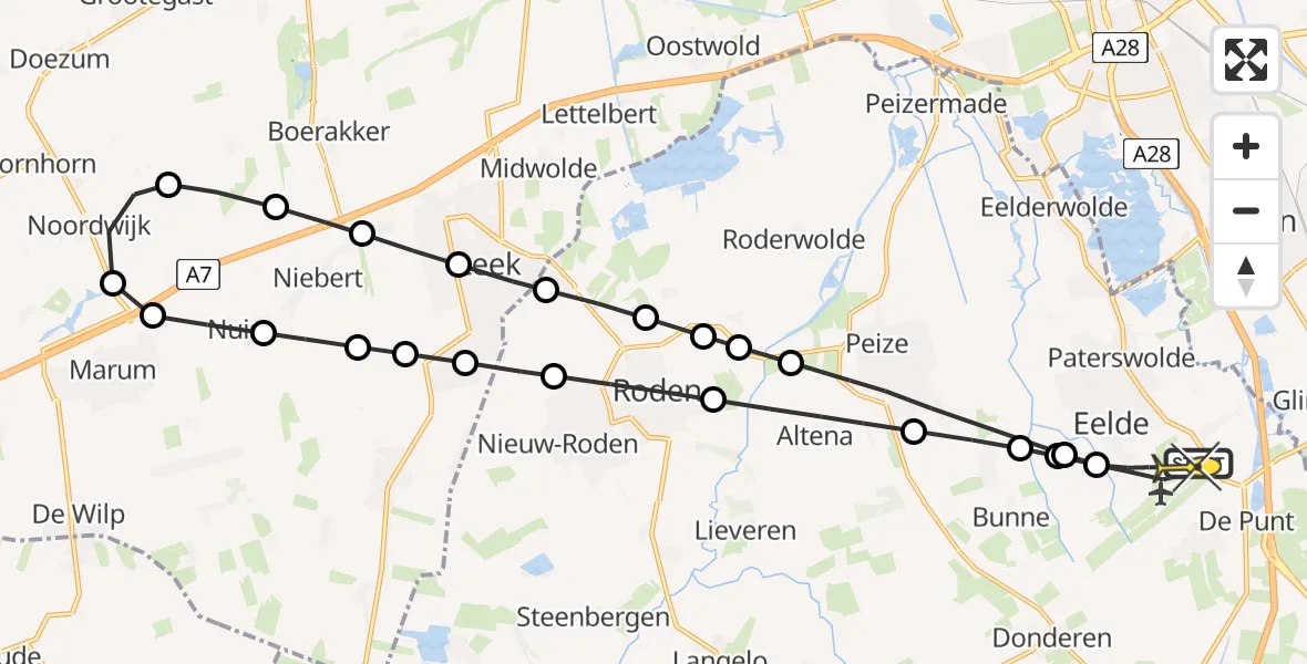 Routekaart van de vlucht: Lifeliner 4 naar Groningen Airport Eelde, Hoofdweg